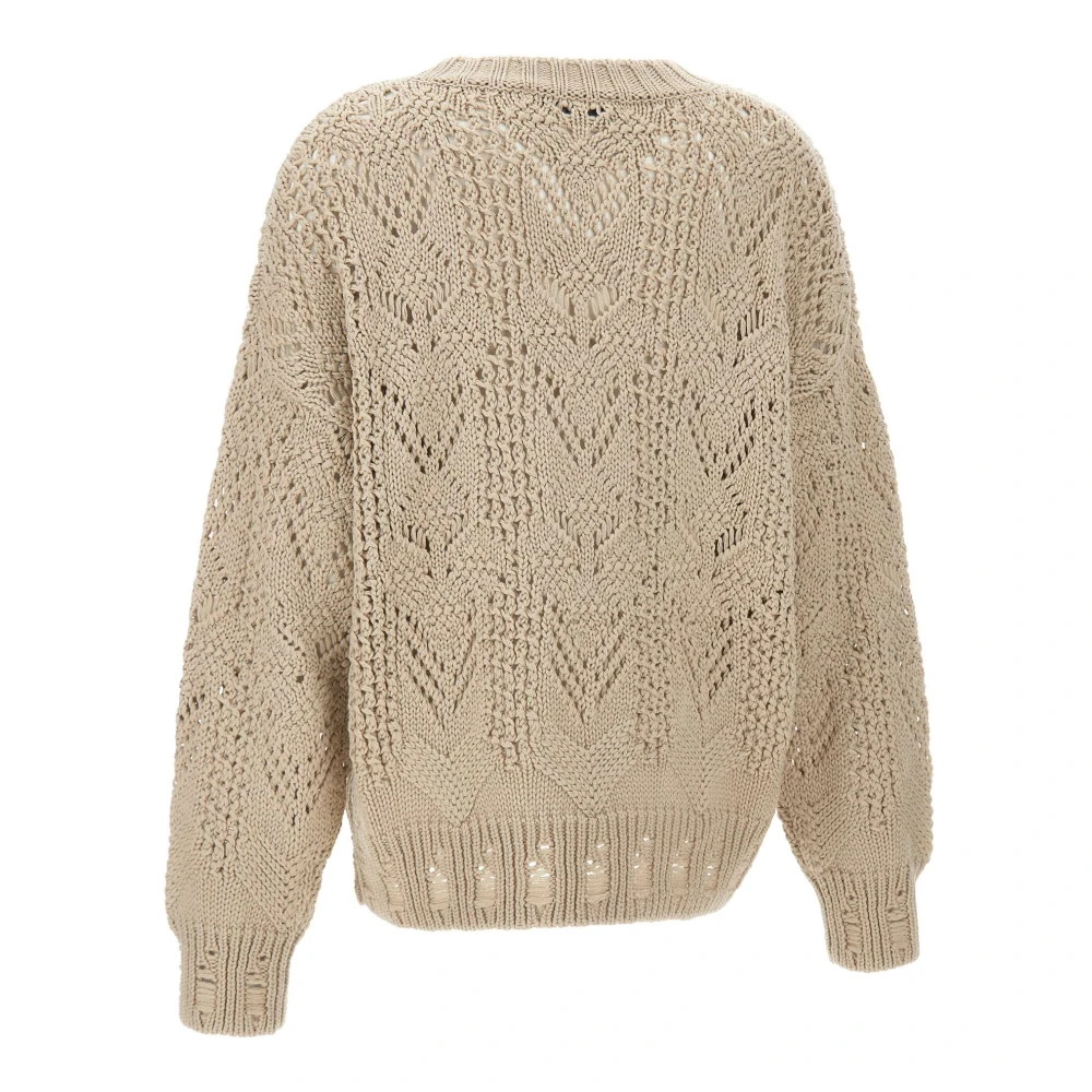 Kaos Beige wollen blend trui met haaksteek Beige Dames