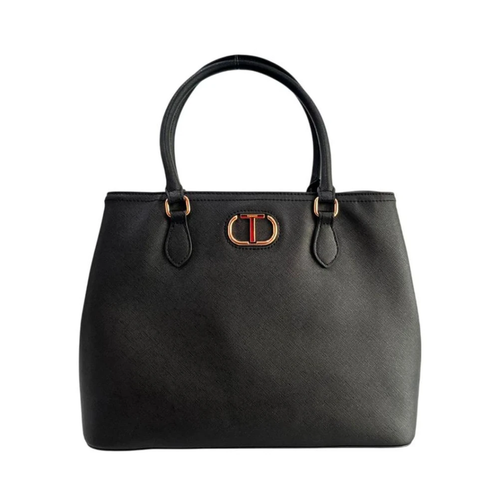 Twinset Women's Black Polyurethane Shoulder Bag With Adjustable Strap
