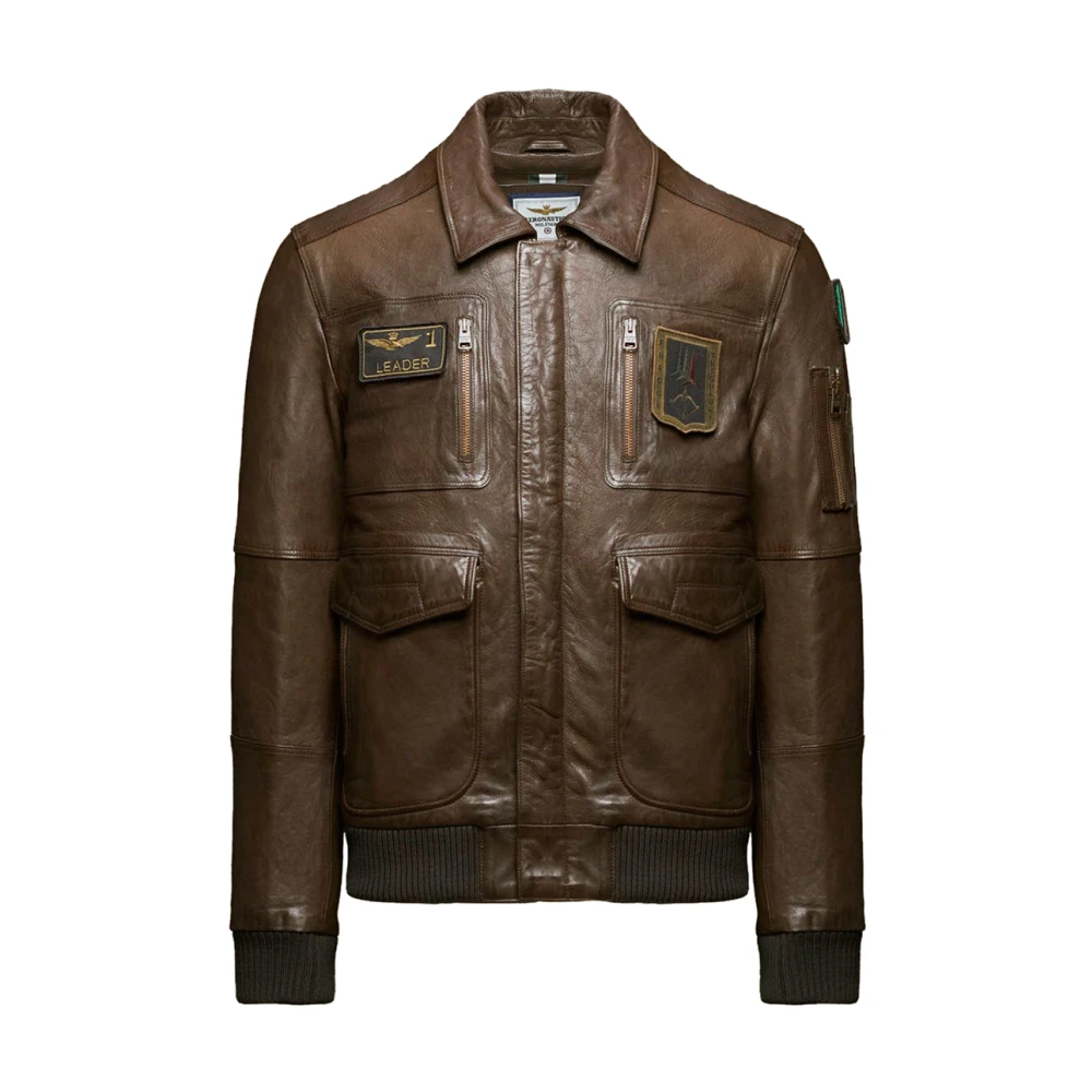 Aeronautica Militare Men's Brown Pilot Leather Jacket - Leather Jackets - M - Jackets
