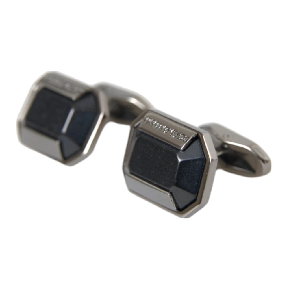 Dolce & Gabbana Kristallen Manchetknopen Zilver Zwart Black Heren