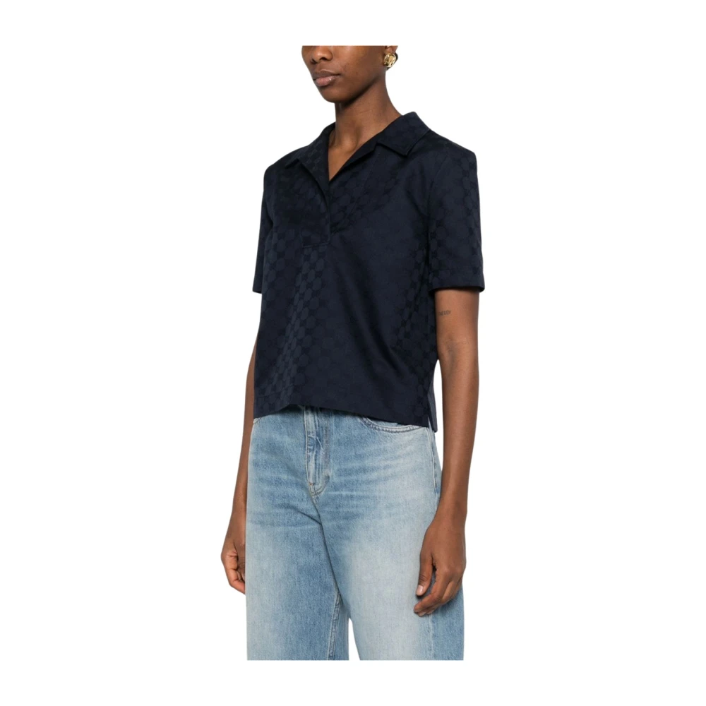 Gucci Women's Blue Polo Shirts, Xs, Gg Polo Shirt