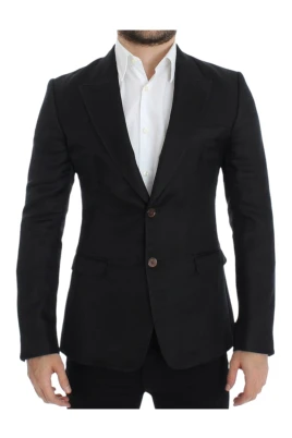 Elegant svart silkeblandad blazer