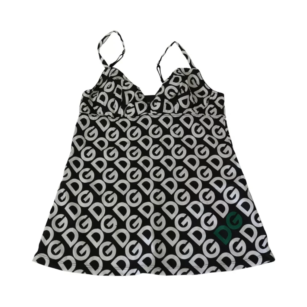 Dolce & Gabbana Women's Black Sleeveless Tops, Xs, Logo Tank Top