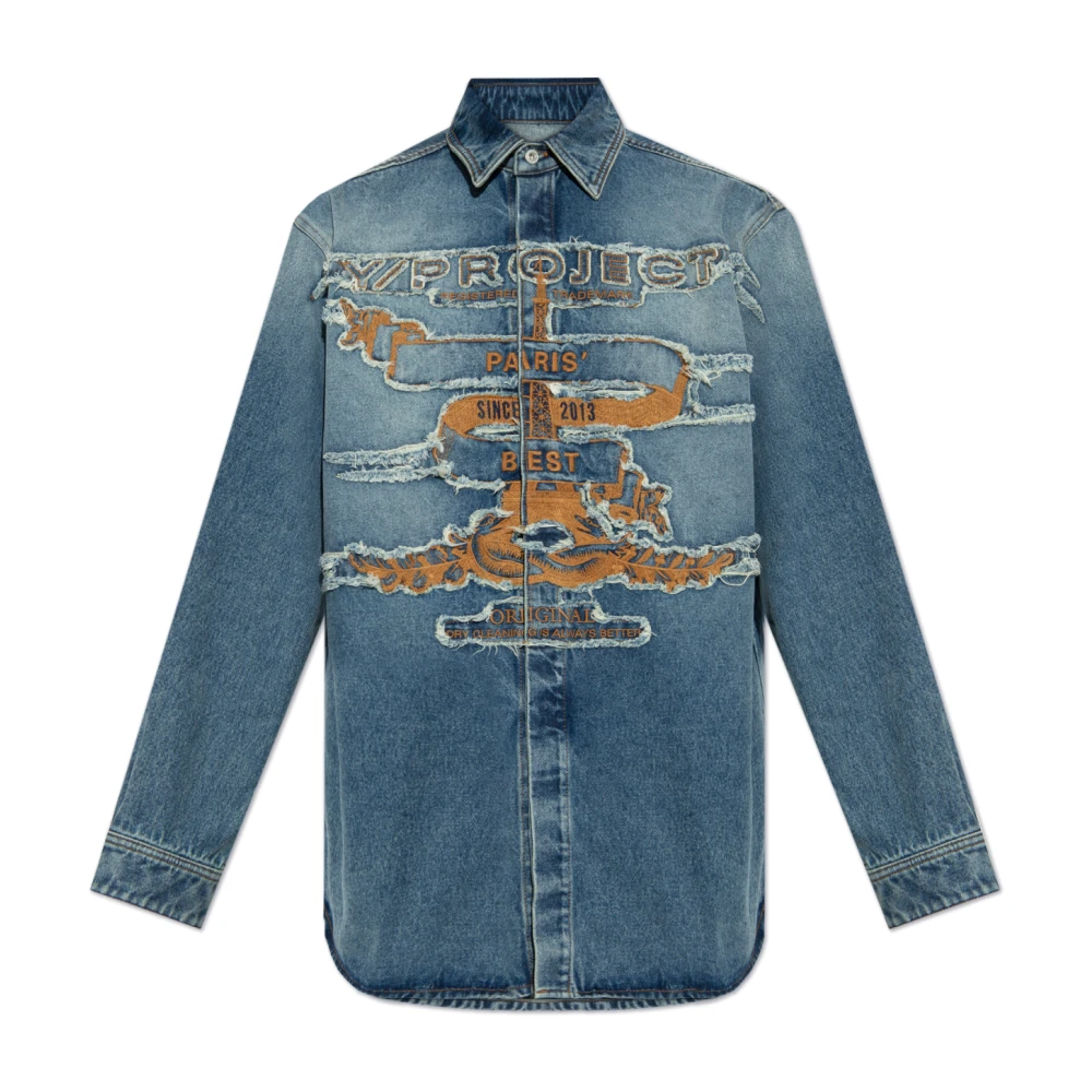 Y Project Denim shirt met logo Blue Heren