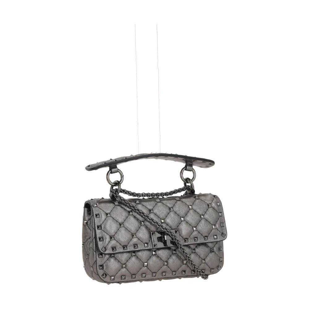 Valentino Garavani Gestikte antraciet schoudertas met studs Gray Dames