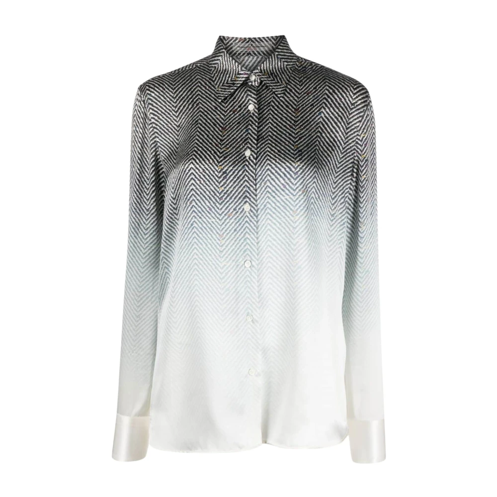 Chevron-Knit Silk Gradient Shirt