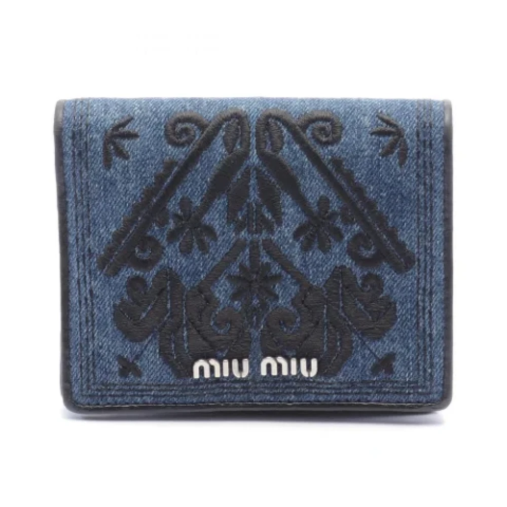 Miu Pre-owned Leather wallets Blue Dames