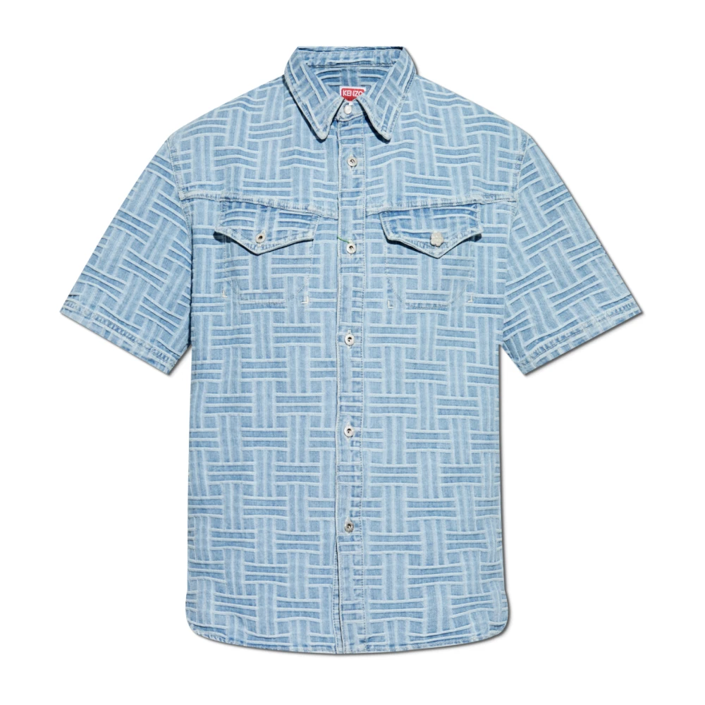 Kenzo Denim shirt met korte mouwen Blue Heren