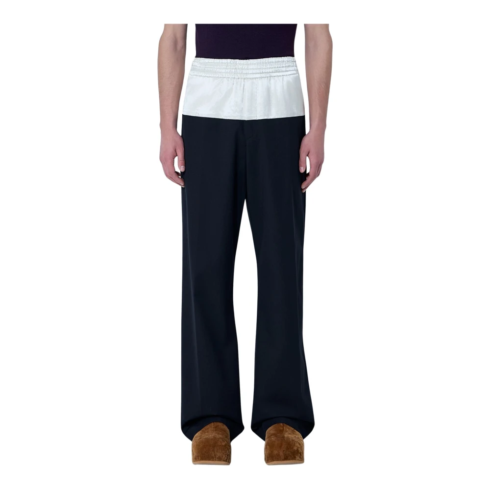 Dries Van Noten Black Wide Trousers, Male, Xl, Drawstring Wide-Leg Trousers