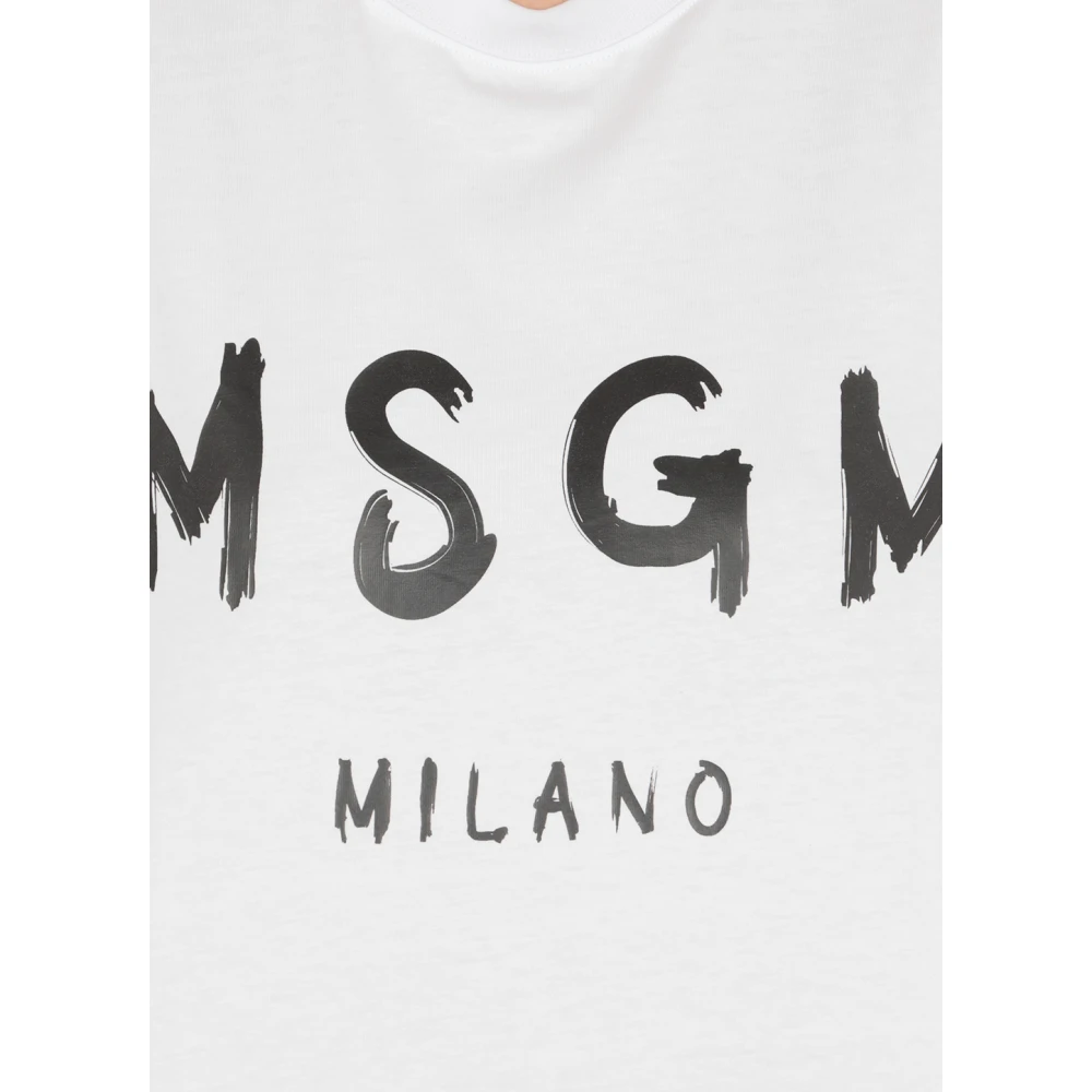 Msgm Wit Katoenen T-shirt met Contrasterende Print White Dames