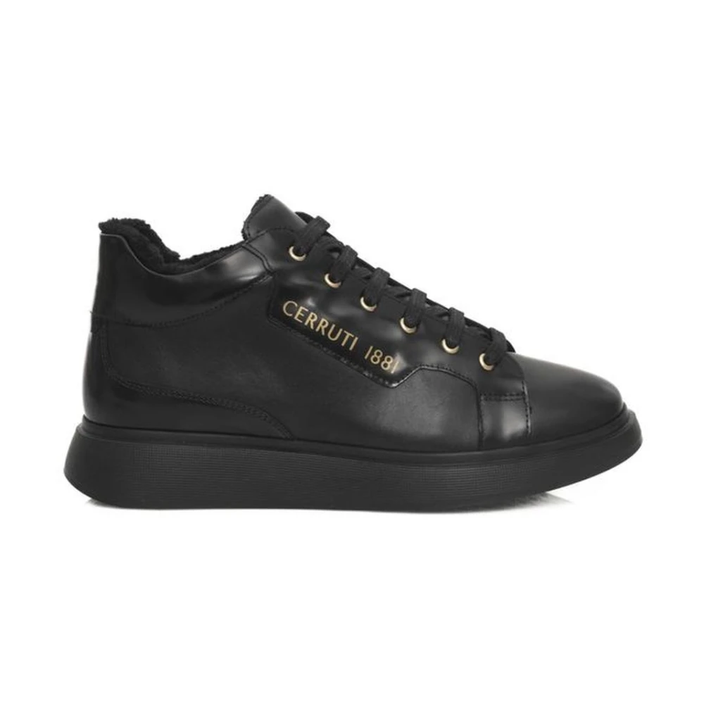 Cerruti 1881 Svarta Läder Platform Sneakers med Logo Black, Dam