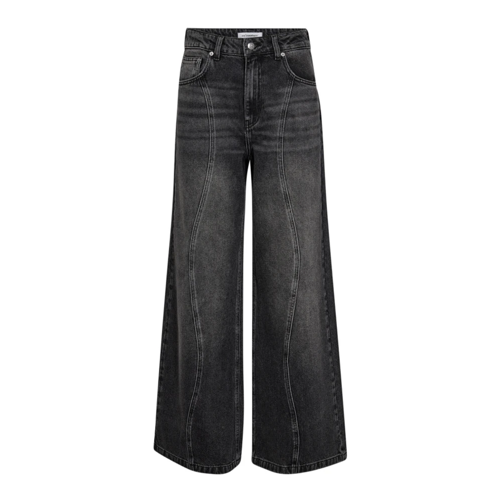 Co'Couture Wide Leg Wave Jeans Zwart Black Dames