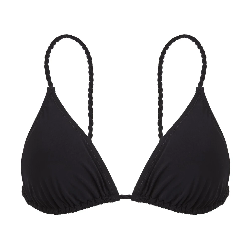 Vilebrequin Flätad triangel bikini topp med tofsar Black, Dam