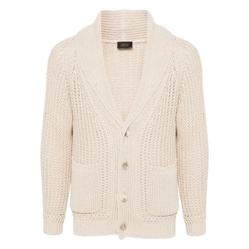 Beige Cardigan med Skjerf Krage