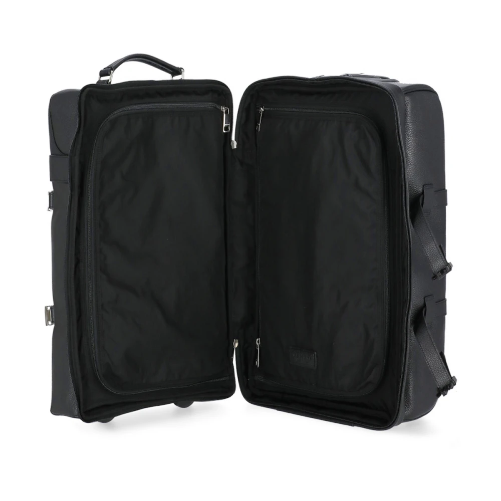 Orciani Zwarte leren trolley voor mannen Black Heren