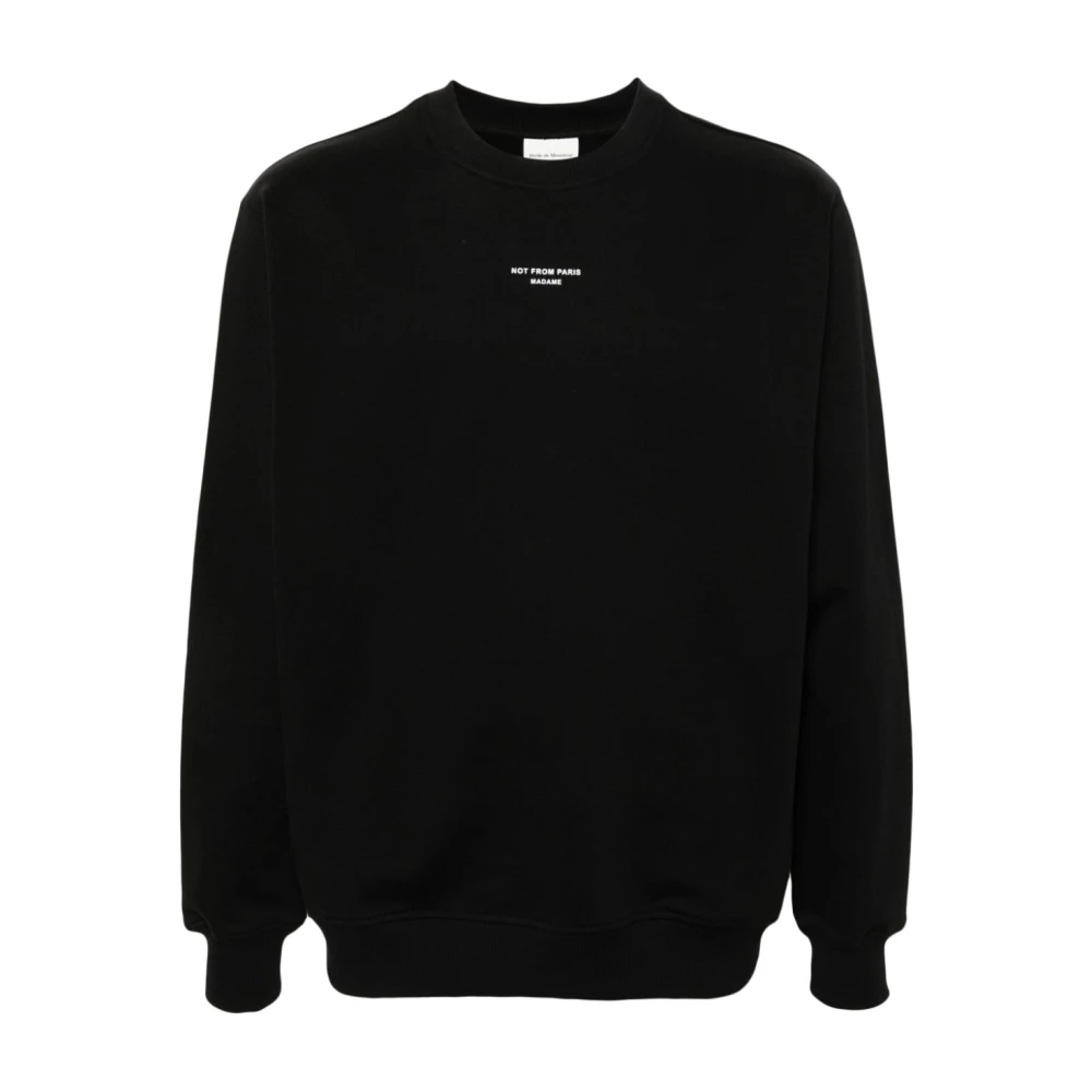 Drole de Monsieur Zwarte Crew Neck Logo Sweater Black Heren