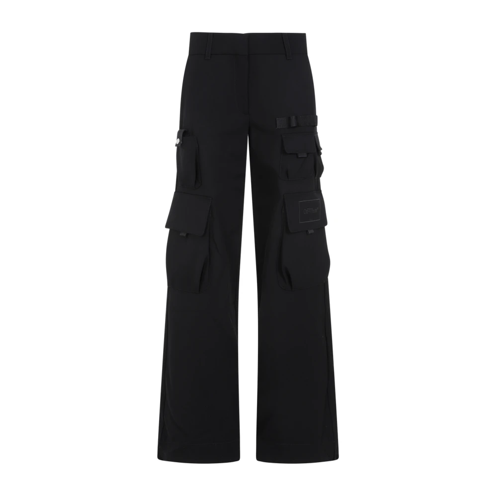 Off White Zwarte Cargo Broek Modern Ontwerp Black Dames