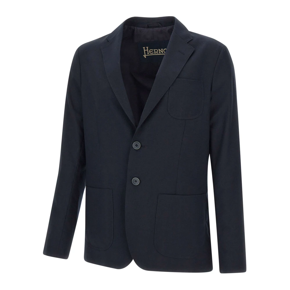 Herno Blauwe Blazer met Logo Knopen Blue Heren