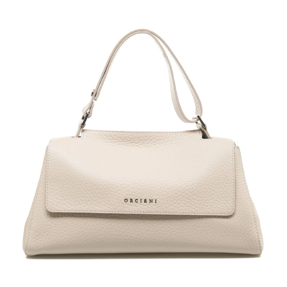 Orciani Witte Leren Crossbody Tas Beige Dames