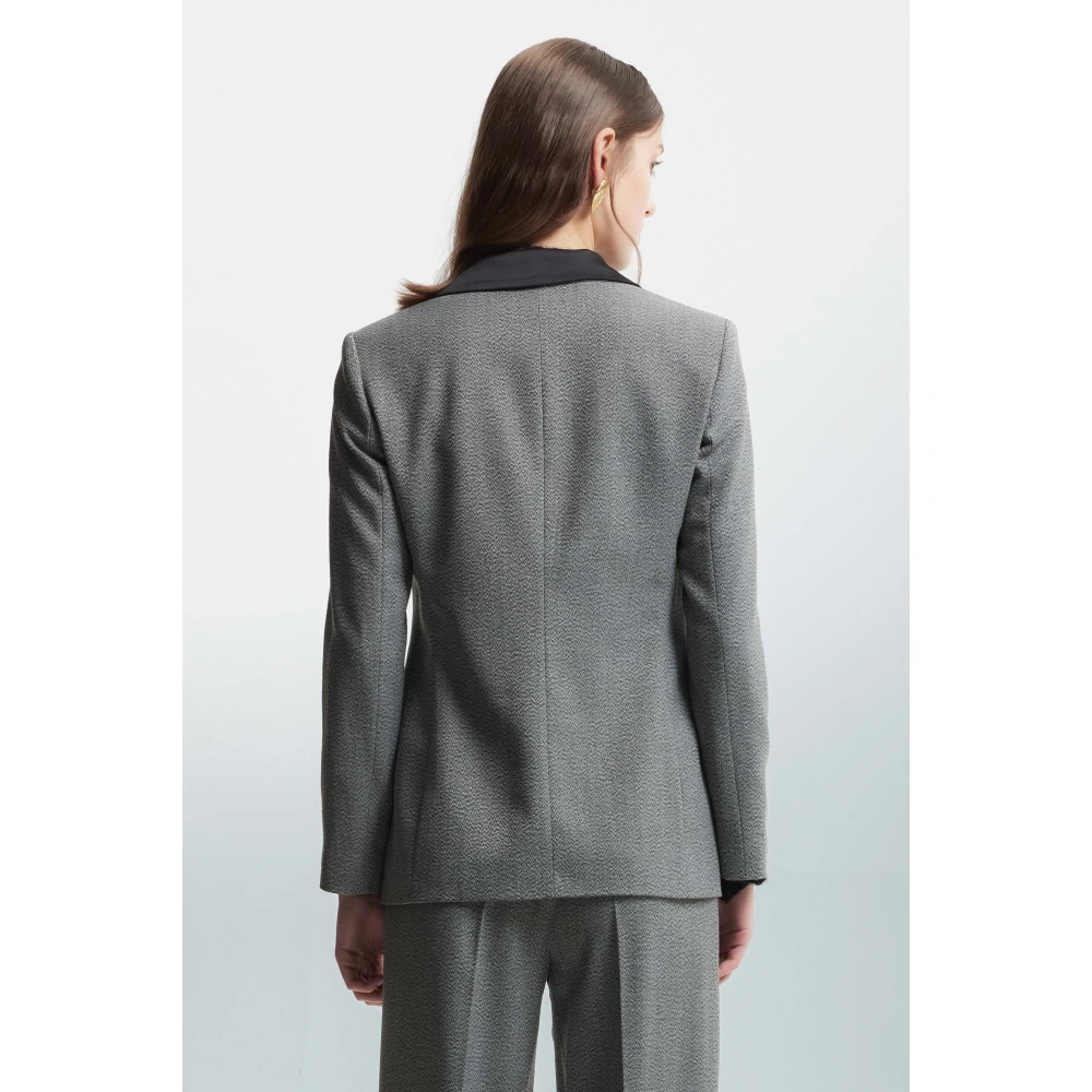 Kocca Dubbelzijdige jas met contrasterende bies Black Dames