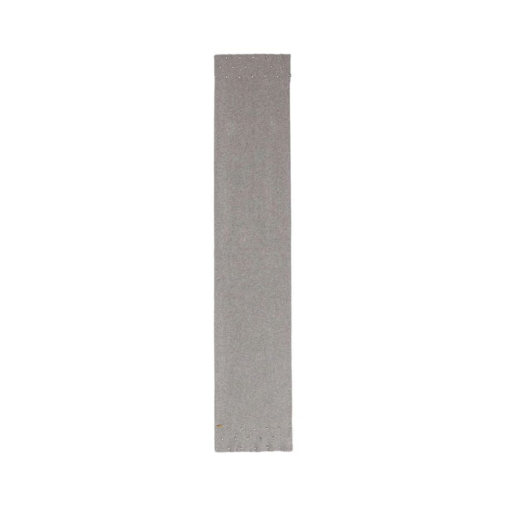 Twinset Women's Gray Winter Scarves, One Size, Grey Ribbed Scarf With Studs
