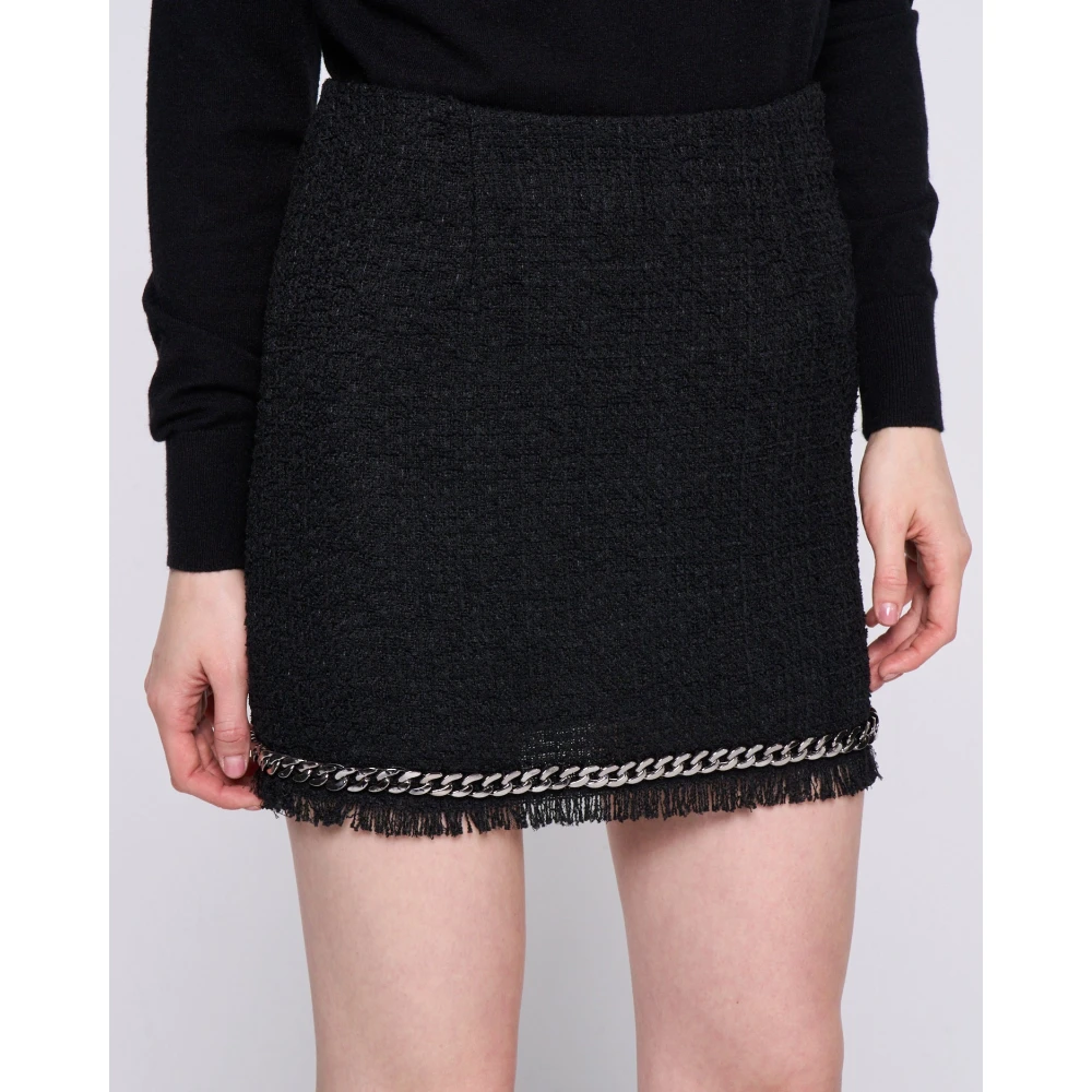 Silvian Heach Gestructureerde stoffen minirok met franjes Black Dames