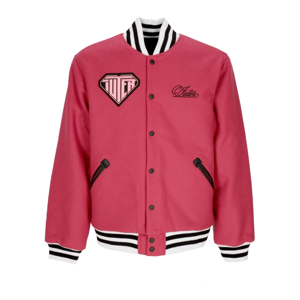 Iuter Men's Pink Bomber Jackets, L, Varsity Wool College Jacket