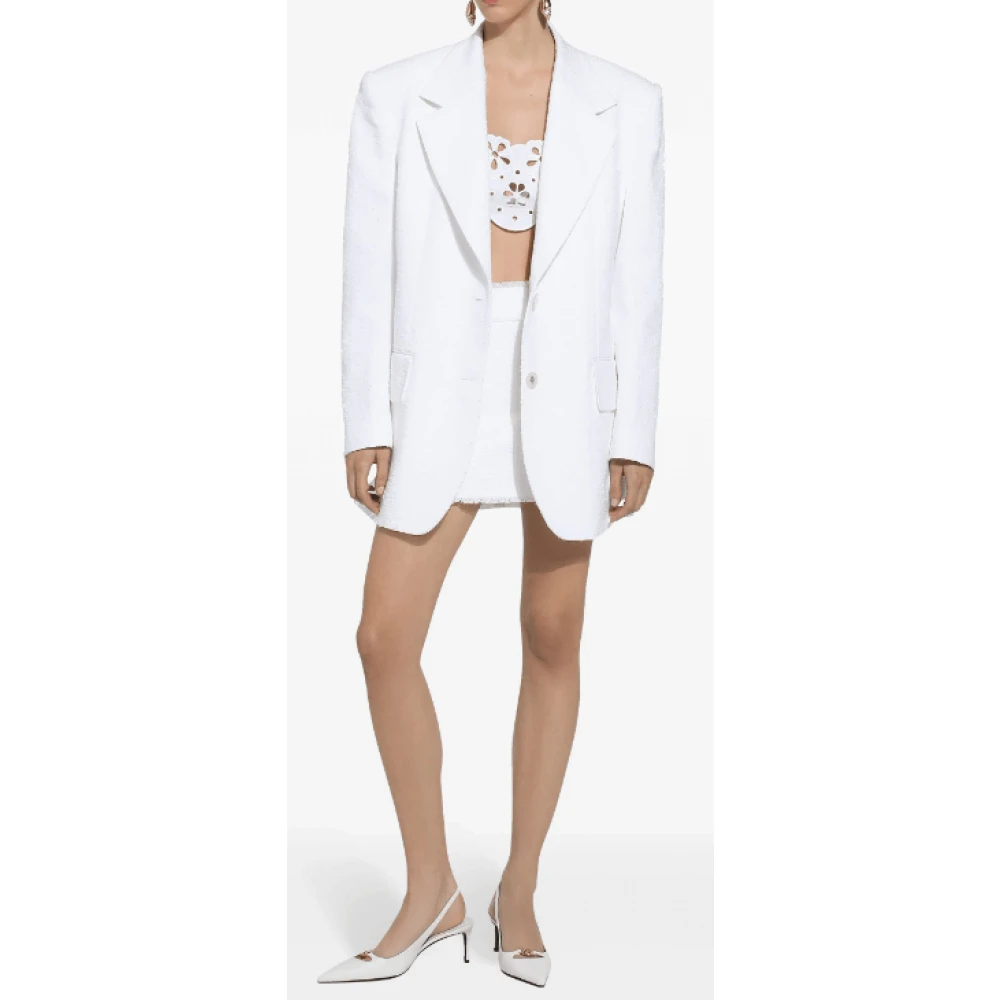 Dolce & Gabbana Witte Tweed Mini Rok Raffel Detail White Dames