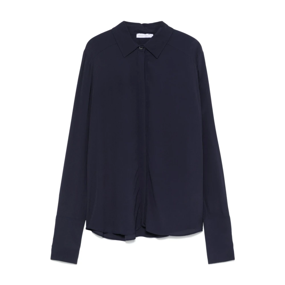 PATRIZIA PEPE Navy Blue Overhemd met Verborgen Knopen Blue Dames
