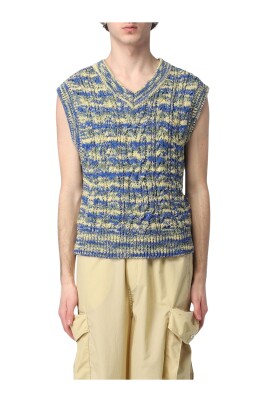 gilet-v-neck-en-tricot-multicolore