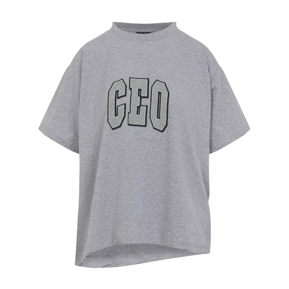 Tシャツ・カットソー BALENCIAGA Women Tops 824285TSVC59012 Gray Balenciaga logo-print T-shirt | Grey | FARFETCH