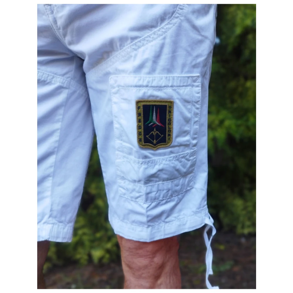 aeronautica militare Katoenen Bermuda Shorts met militair geïnspireerde zakken White Heren