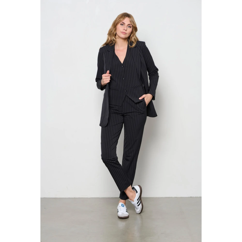 &Co Woman Pin-Stripe Cigarette Broek Black Dames