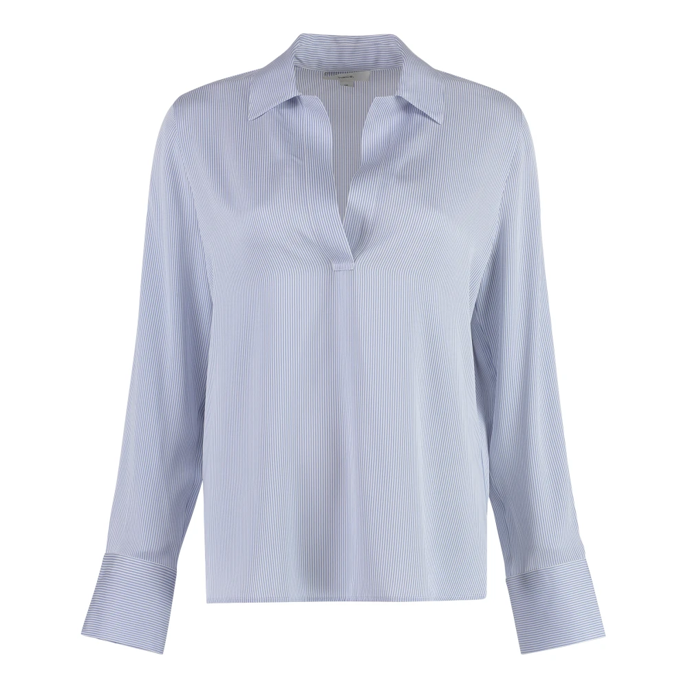 Vince Zijden blouse met asymmetrische zoom Blue Dames