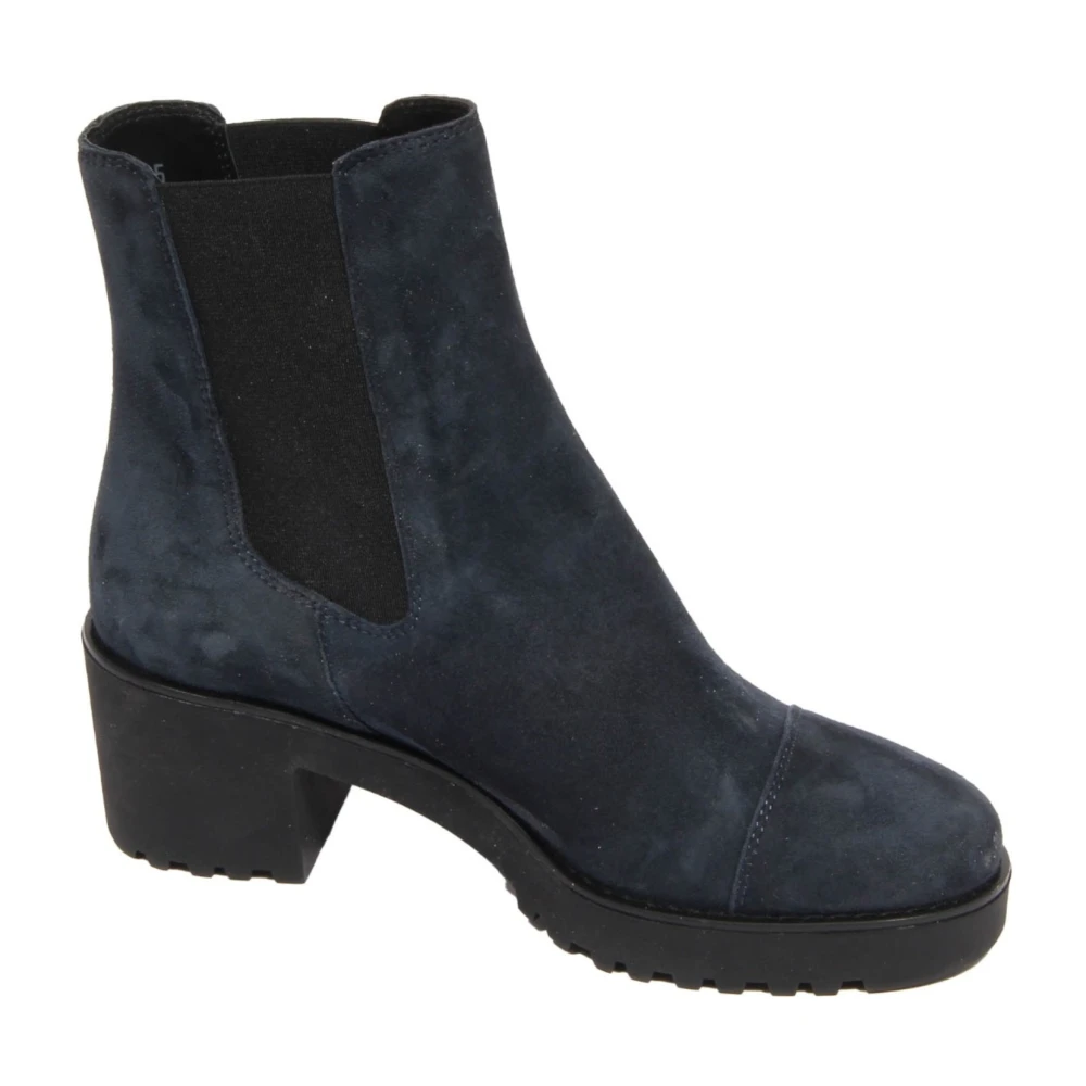 Hogan Women's Blue Heeled Boots, 2 Uk, Suede Boots Made In Italy