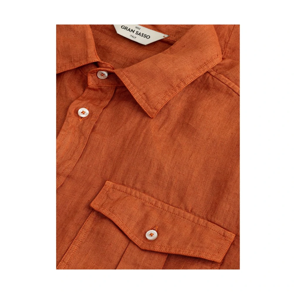 Gran Sasso Elegant Bruin Linnen Overhemd Brown Heren