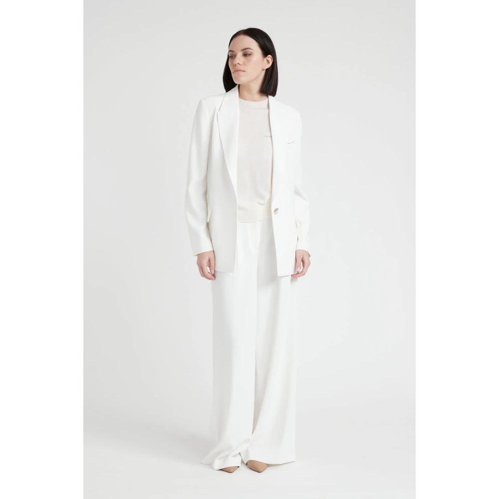 PESERICO Flowing cady crepe palazzo broek White Dames