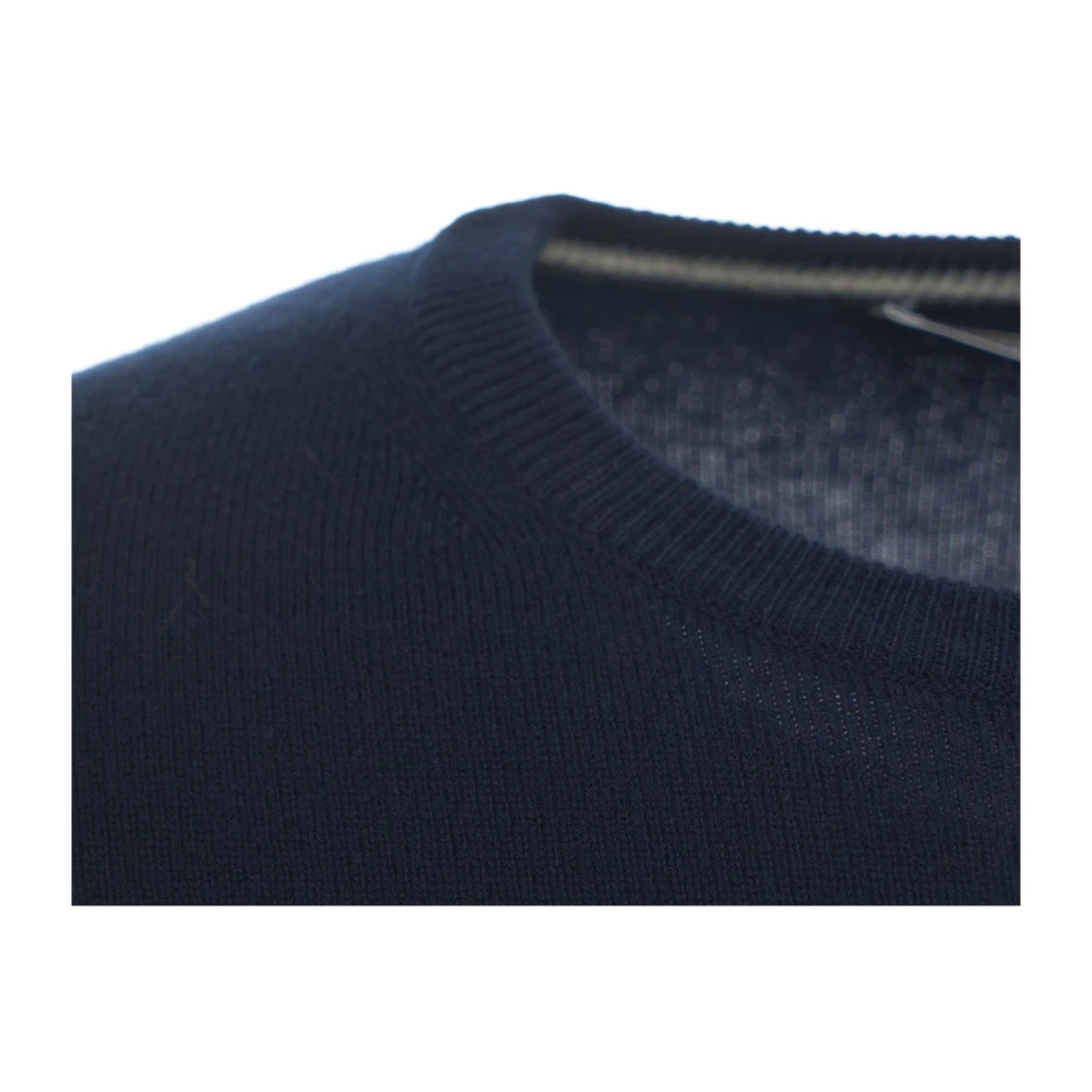 Kangra Blauwe Gebreide Trui Met Patch Aw24 Blue Heren