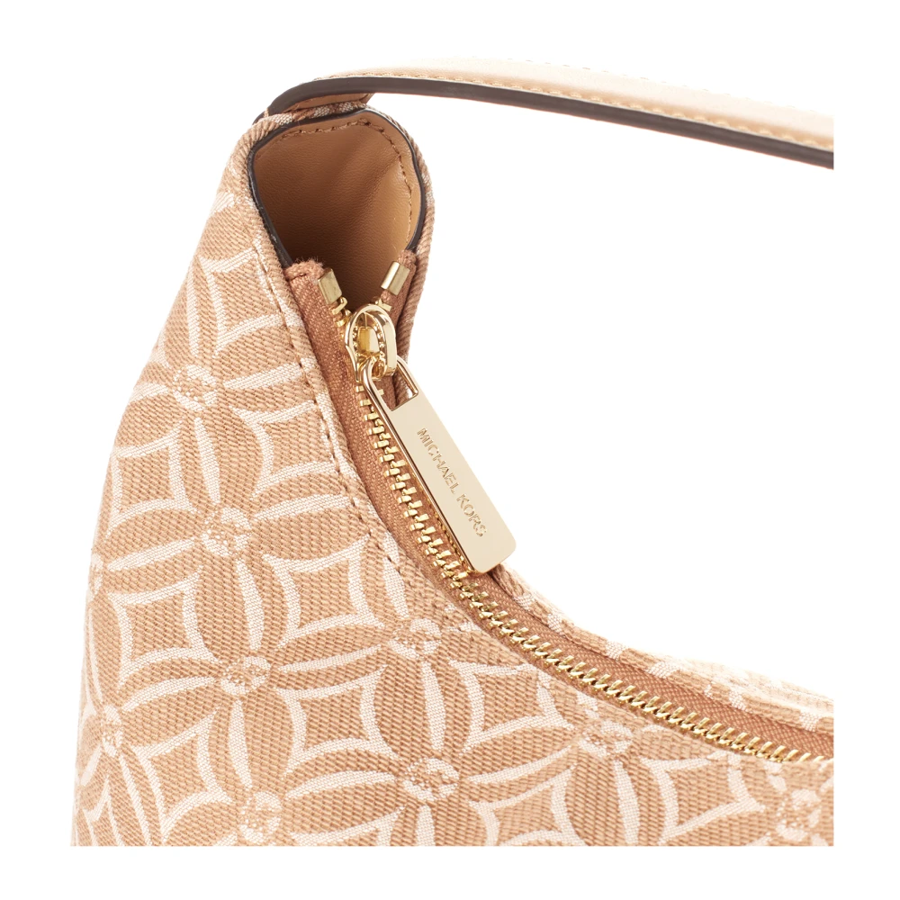 Michael Kors Geometrische Hobo Tas met Ritssluiting Beige Dames