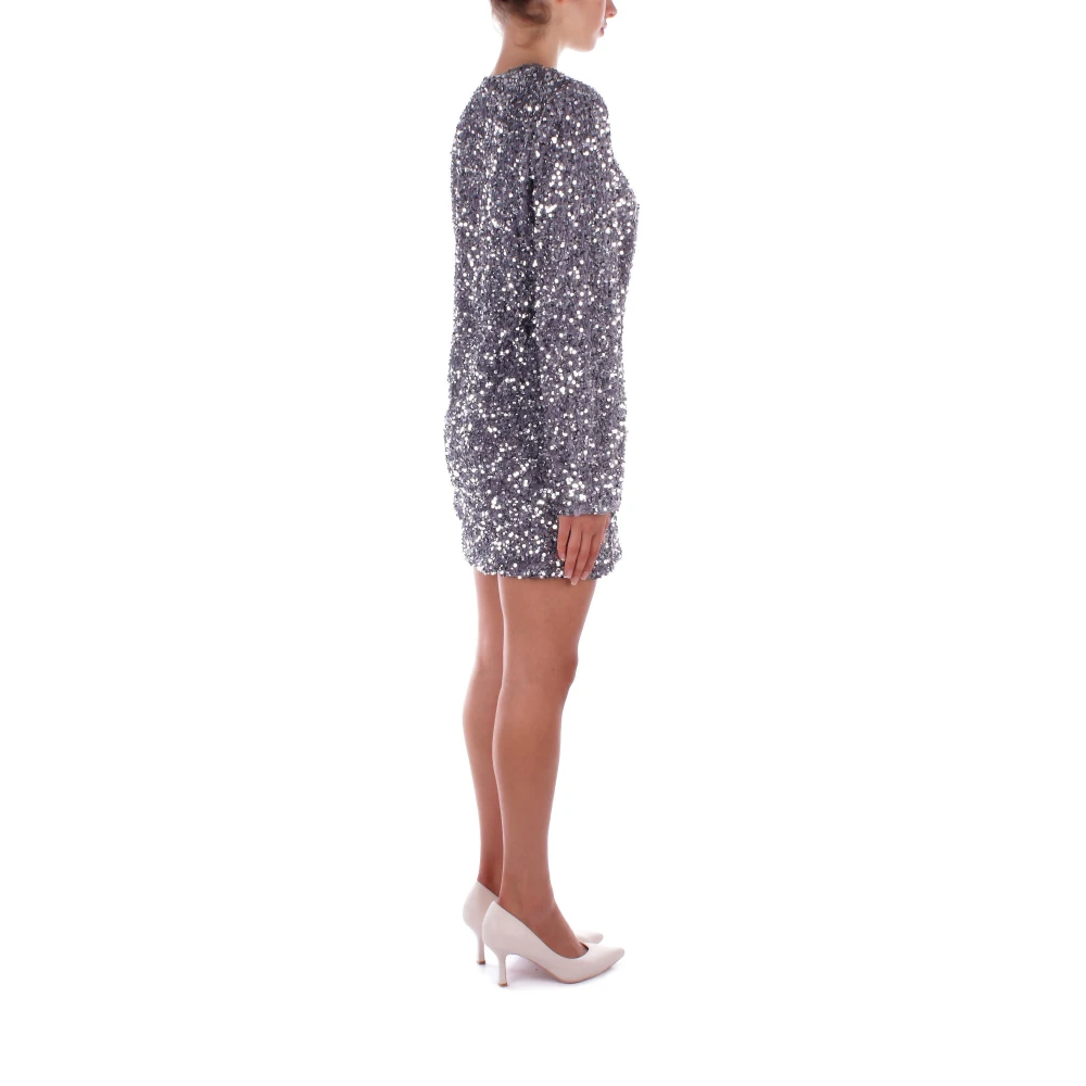 Elisabetta Franchi Sprankelende Paillettenjurk Gray Dames