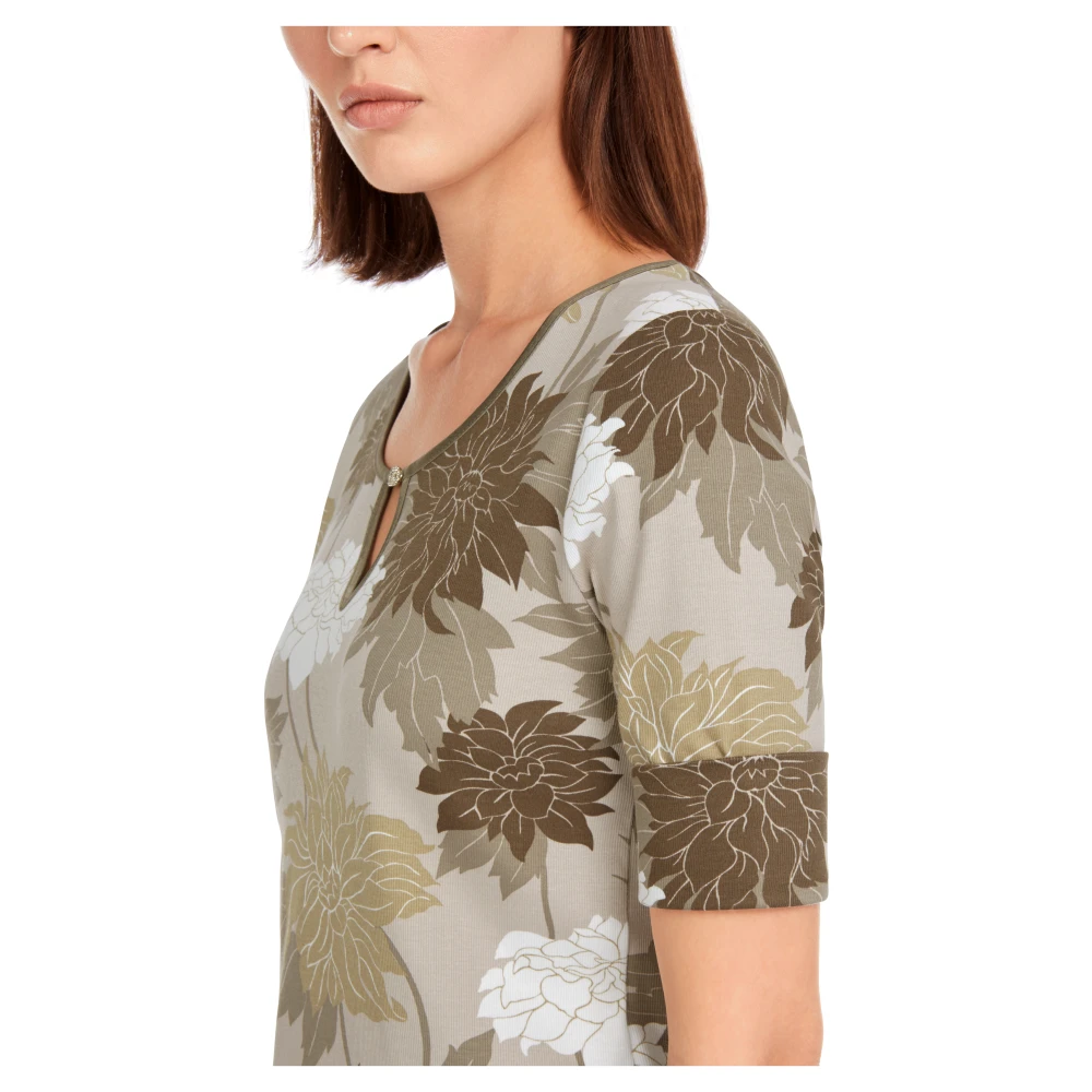 Marc Cain Bloemen Rib T-shirt Multicolor Dames