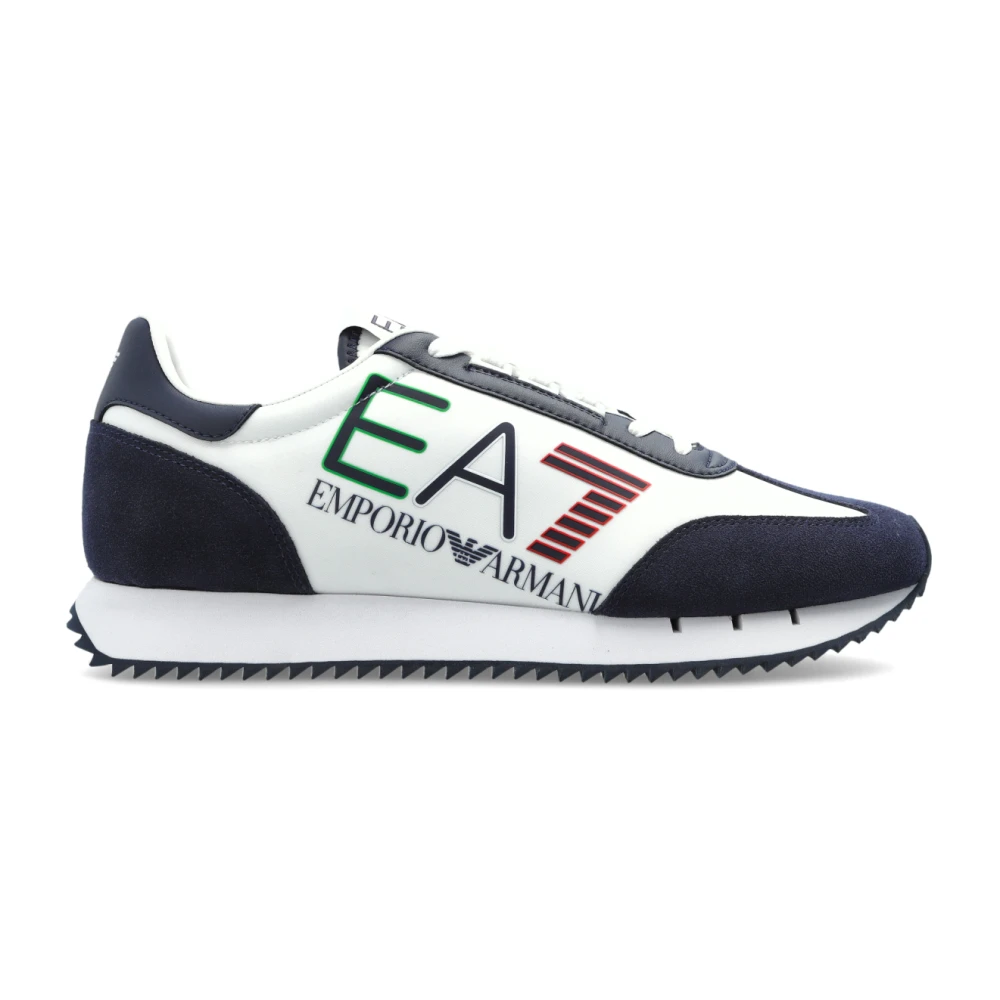 Emporio Armani Ea7 Homme Bleu Chaussures, Taille: 41 Eu Logo Baskets