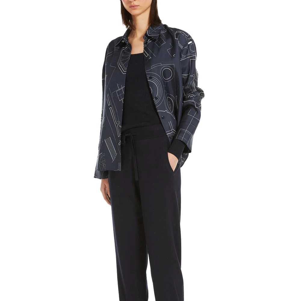 Max Mara Gedrukte zijden overhemd met lange mouwen Blue Dames
