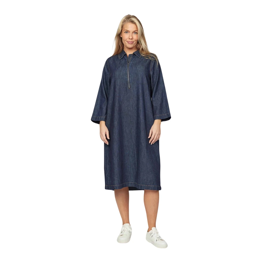 2-Biz Donker Denim Jurk Fesaly.Es24 Stijl Blue Dames