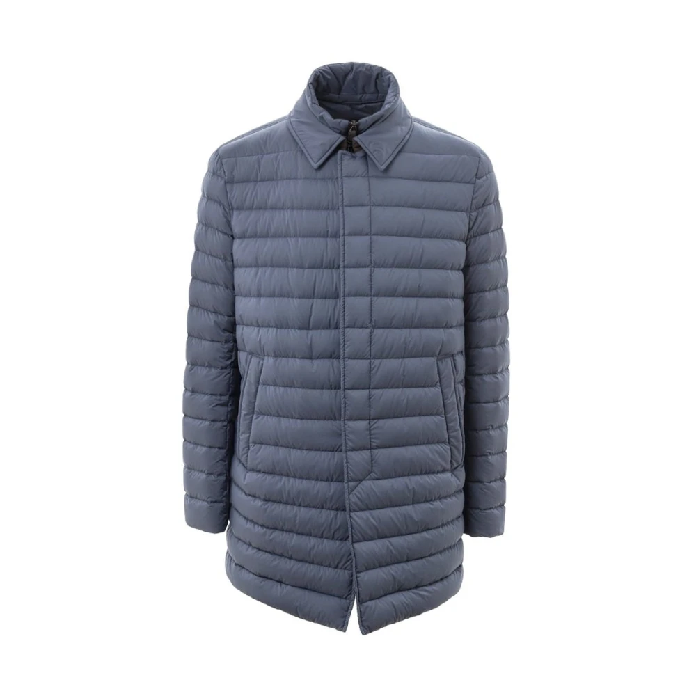 Herno Mannelijk Blauw Lange Gewatteerde Donsjas