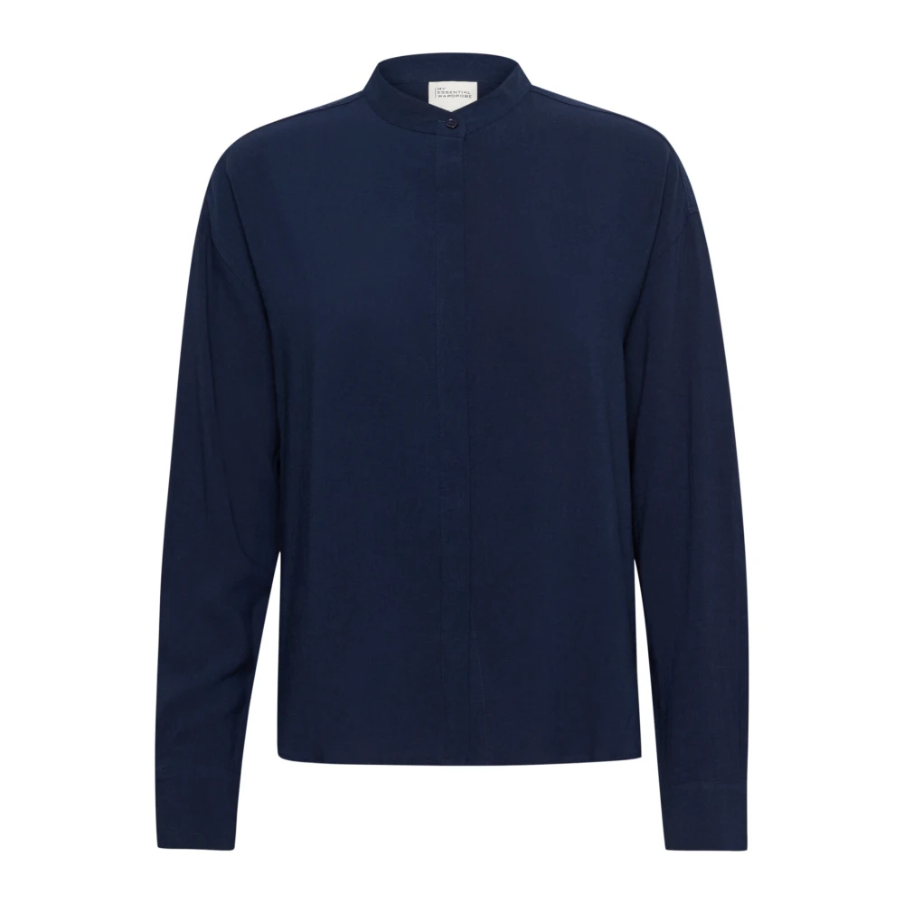 My Essential Wardrobe Donker Saffierblauwe Overhemdblouse Blue Dames
