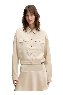 KLJ Satin Cropped Trucker Jacket