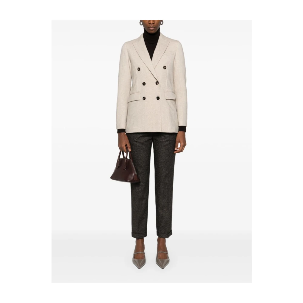 Circolo 1901 Beige Double-Breasted Jas met Peak Revers Beige Dames