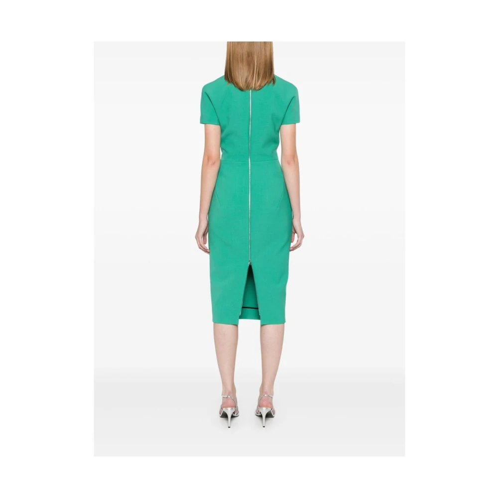 Victoria Beckham Groene Bodycon Jurk met Crew Neck Green Dames