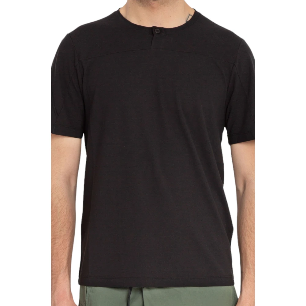 Transit Katoenen Henley Tee Black Heren